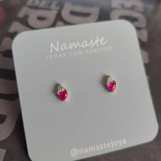 Aros Plata cristal corazón