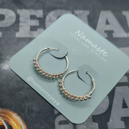 Aros Plata Argolla con balines