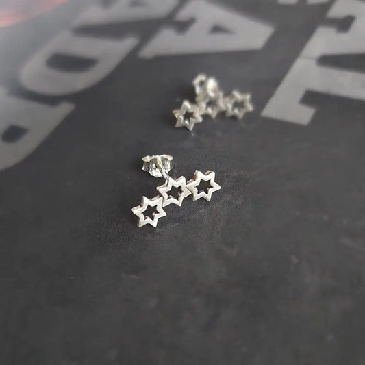 Aros Plata 3 estrellas caladas