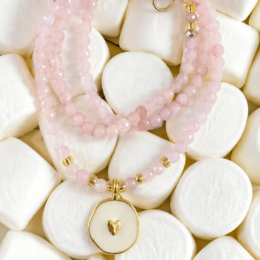 Collar Medalla Corazón Ágata Rosa
