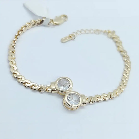 Pulsera Laminado Oro doble cristal
