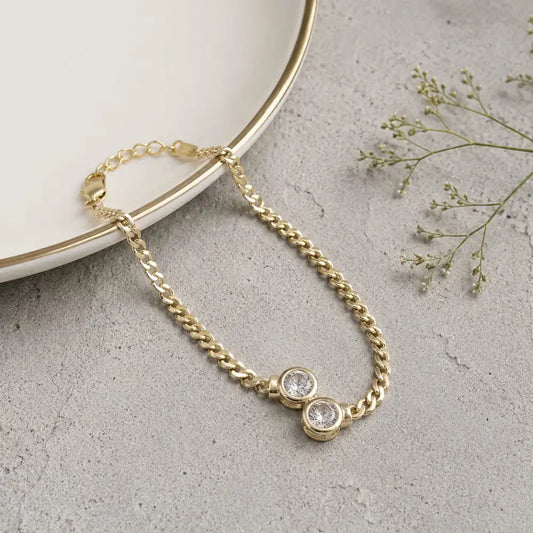 Pulsera Laminado Oro doble cristal