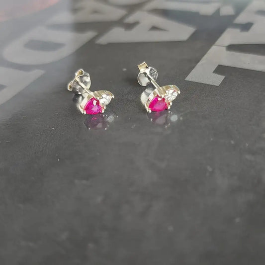 Aros Plata cristal corazón