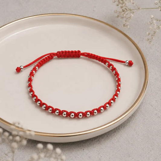 Pulsera roja balines Plata 925